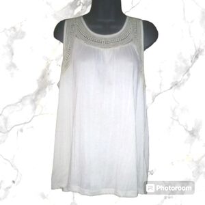 "Carolyn Taylor" Women's Off-White Sleeveless Boho Style Knit Top